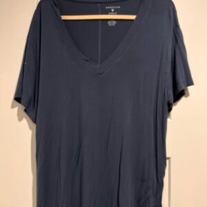 American Eagle Outfitters Blue V-Neck Tee
